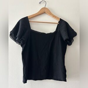 Lauren Ralph Lauren Blouse Women's Medium Black Short Sleeve  Neckline